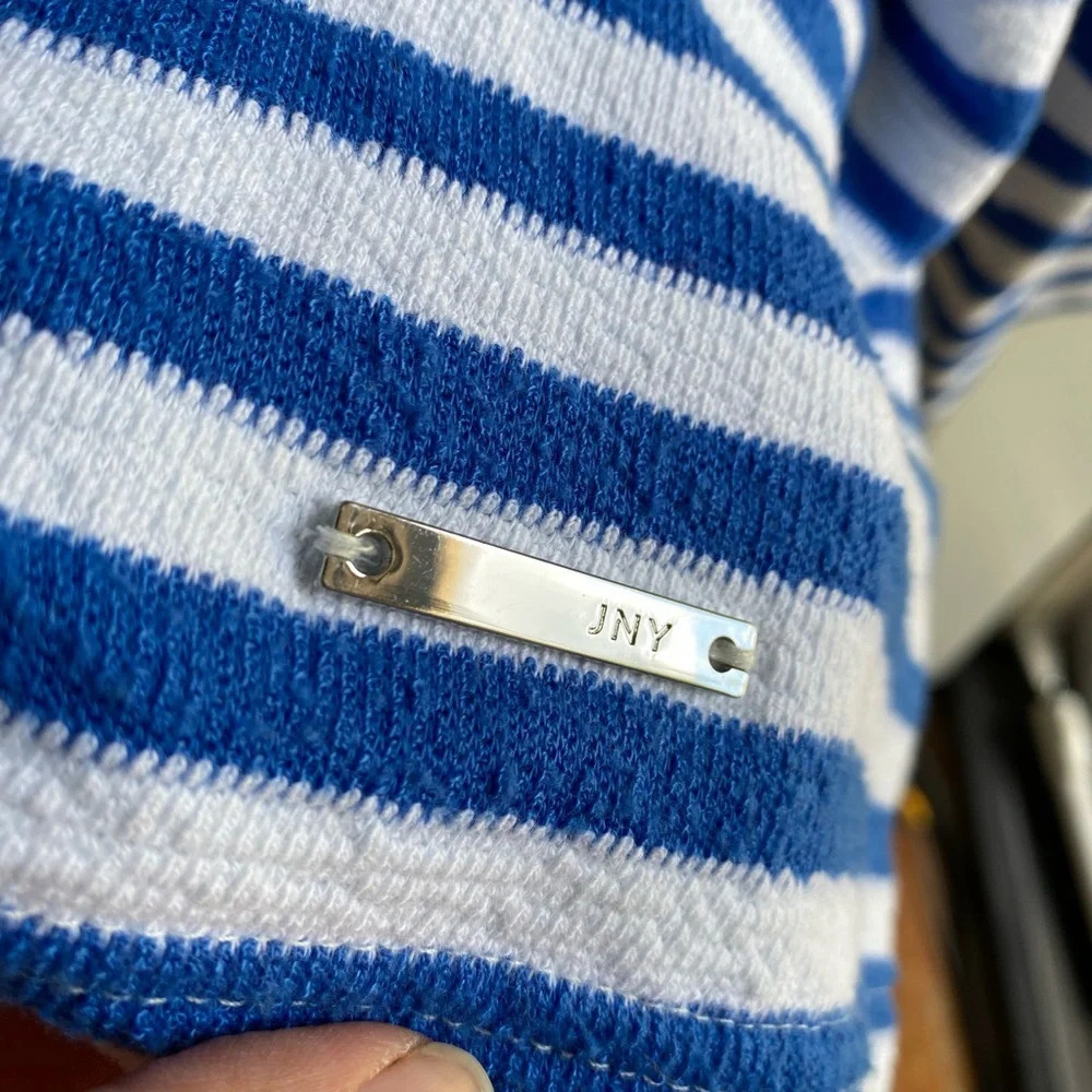 Jones New York Blue And White Striped Sweater Lace Up Shoulder Size XXL EUC - Picture 3 of 5